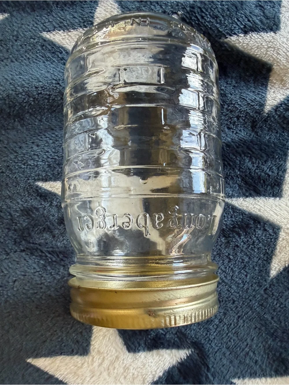 Longaberger Blue Ribbon Glass Jars with Gold Lids set of Six